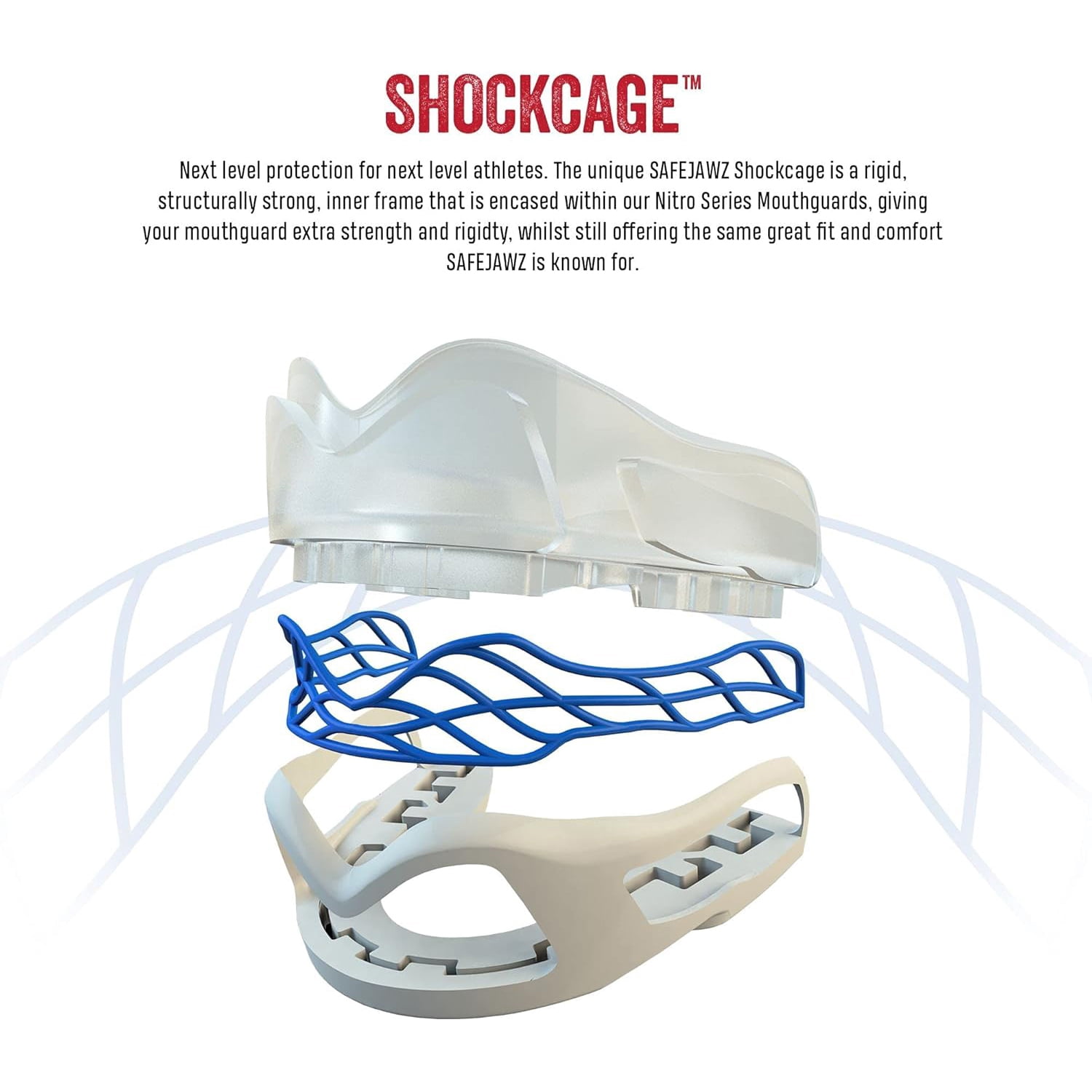 SafeJawz NITRO Triple Layer Shock Cage Sports Mouth Guard with Case and Disinfectant Spray Bundle Kit for Basketball, Football, MMA, Hockey, Wrestling - White
