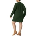 thumbnail image 3 of Unique Bargains Women's Plus Size Long Sleeve Knit Pullover Short Sweater Dresses 2X Army Green, 3 of 6