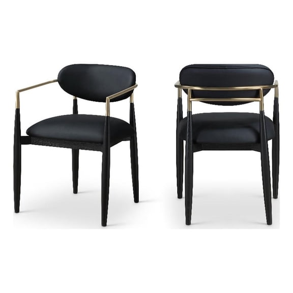 Meridian Furniture Riccio Black Vegan Leather Dining Arm Chair (Set of 2)