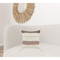 thumbnail image 6 of 20" X 20" Brown Peach Tan And White 100% Cotton Striped Zippered Pillow, 6 of 10