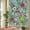 Blue, variant on Spring Floral Window Privacy Film, Colorful Wildflowers Botanical Leaves Light Green Stained Glass Rainbow Film Decorative Window Clings, Static Cling Sun Blocking Stickers 17.7" x 39.3"