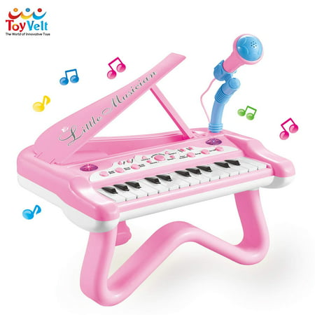 ToyVelt Toy Piano for Toddler Girls  Cute Piano for Kids with Built-in Microphone & Music Modes - Best Birthday Gifts for 2 3 4 5 Year Old Girls  Educational Keyboard Musical
