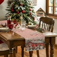 thumbnail image 4 of Merry Christmas Gnomes on Pink Table Runner 13x108in Non-Slip Cotton Linen Table Runners, Snowy Farmhouse Dresser Scarves TableRunner for Dinner Kitchen Dining Wedding Party, 4 of 9