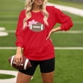 thumbnail image 2 of Chandail en Molleton Imprimé Football pour Femmes, Col Rond Surdimensionné, Coupe Décontractée, Manches Longues, Chandail Décontracté pour Usage Quotidien et Événements Sportifs, 2 of 4