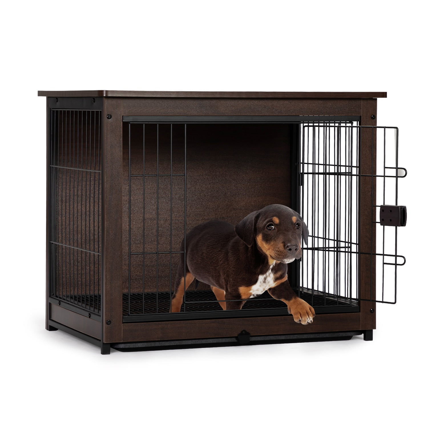 Pefilos 30" Dog Crates for Medium Dogs Furniture, Pet Cages for Small Animals Double-Doors, Indoor Wood Dog Kennel, Dog House, Brown M Pefilos 30" Dog Crates for Medium Dogs Furniture, Pet Cages for Small Animals Double-Doors, Indoor Wood Dog Kennel, Dog House, Brown M