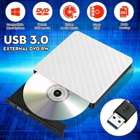 USB 3.0 External DVD CD Drive, Slim Portable External DVD/CD RW Burner Drive for Laptop, Notebook, Desktop, Macbook Pro, Macbook