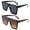 2 PK Black & Tortoise, variant on Newbee Fashion One Piece Flat Lens Oversized Fashion Sunglasses for Women, Rectangle Flat Top Wind Shield Composite Frame,Square Retro Rimless Style, Pins Decorations, UV 400, Black Frame Smoke Lens