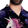 thumbnail image 5 of Starry Unicorn Men's Short Sleeve Hawaiian Poplin Shirt - Casual Printed Button Down Summer Beach Shirt for Men, 5 of 6