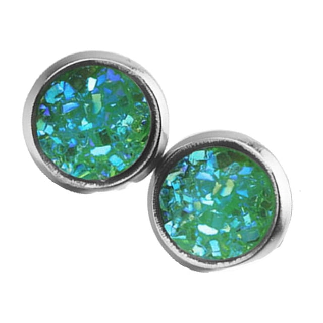 Guardurnaity 1 par de pendientes redondos de acero inoxidable, pendientes de aro con incrustaciones de diamantes de imitación, pendientes clásicos Type3 NO3