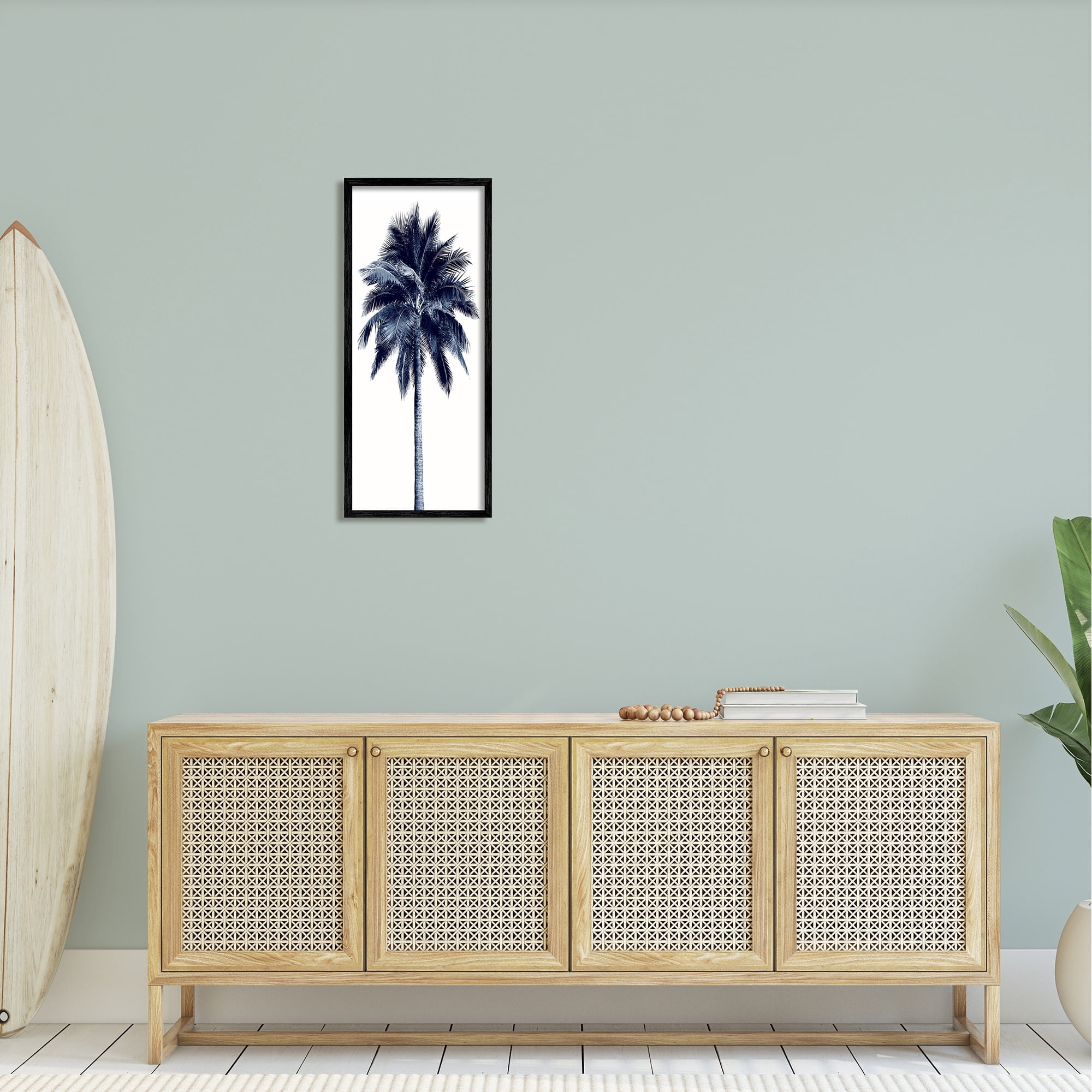 Stupell Industries Modern Palm Tree Plant Leaves Cropped Photography Framed Wall Art, 13 x 30, Design by Devon Davis