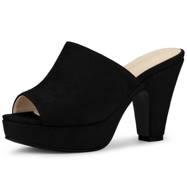 Sandalias De Tacón Grueso Con Plataforma De Punta Abierta Para Mujer Negro 41