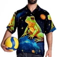 thumbnail image 4 of Starry Sky Frog Men's Short Sleeve Poplin Button Down Shirts - Casual Printed Summer Beach Tops for Men, 4 of 6
