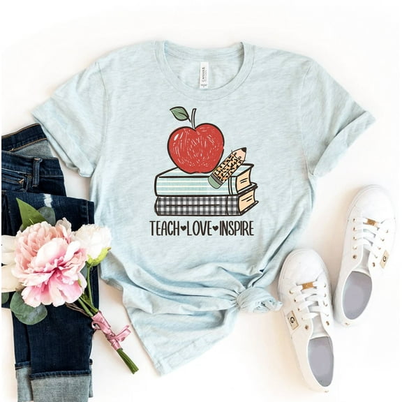 Teach Love Inspire T-shirt Women's Educator Tee Christmas Gift For Her Inspirational Shirt Motivating Shirts Teacher Top Preschool Tshirt
