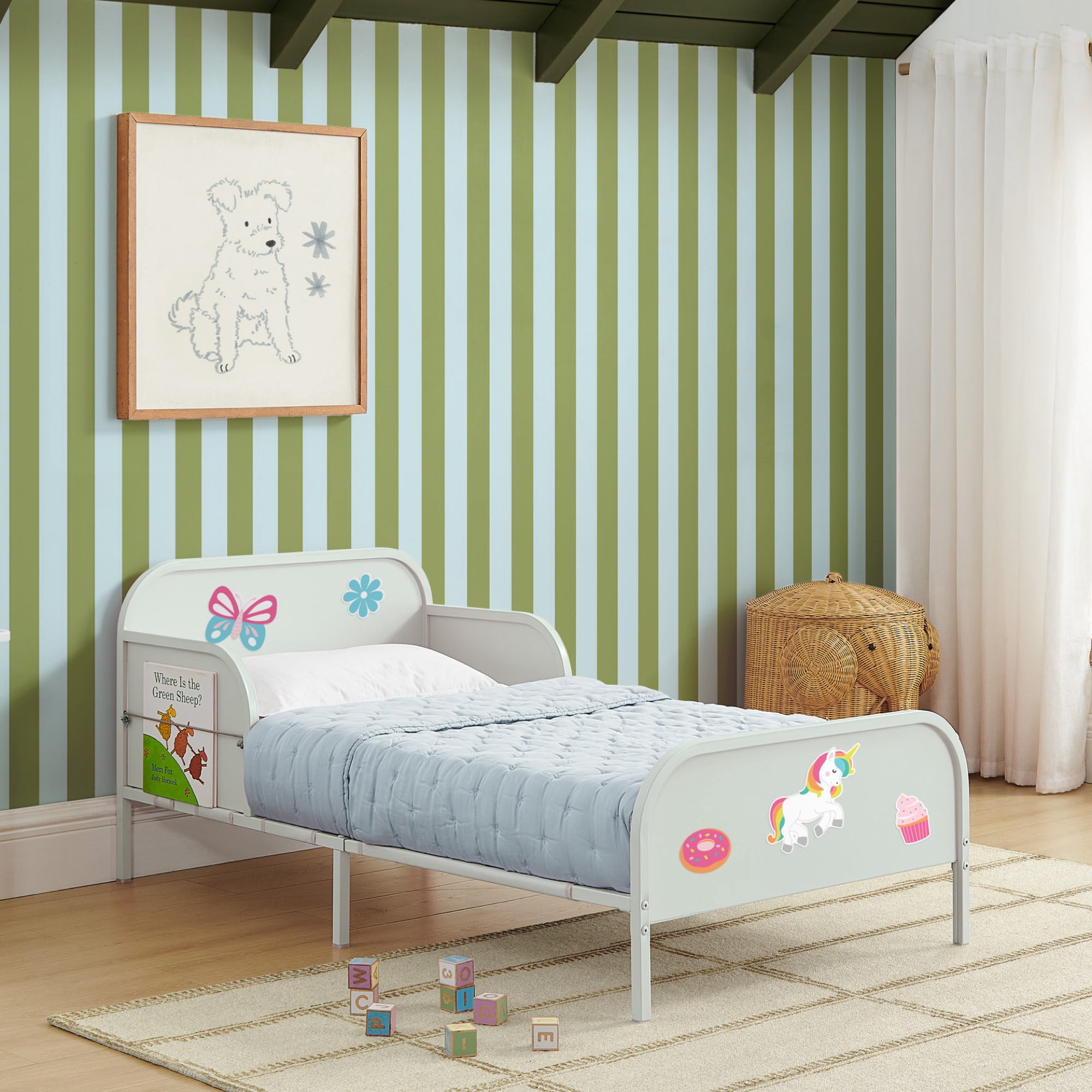 Delta Children Magic Magnet Toddler Bed with Customizable Magnets & Built-In Book Storage, Sage