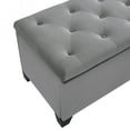 thumbnail image 5 of 48" Large Storage Bench, Modern Velvet Accent Ottoman with Legs, Storage Space, End of Bed Footrest Stool for Bedroom, Entryway, Living Room, Grey, 5 of 9