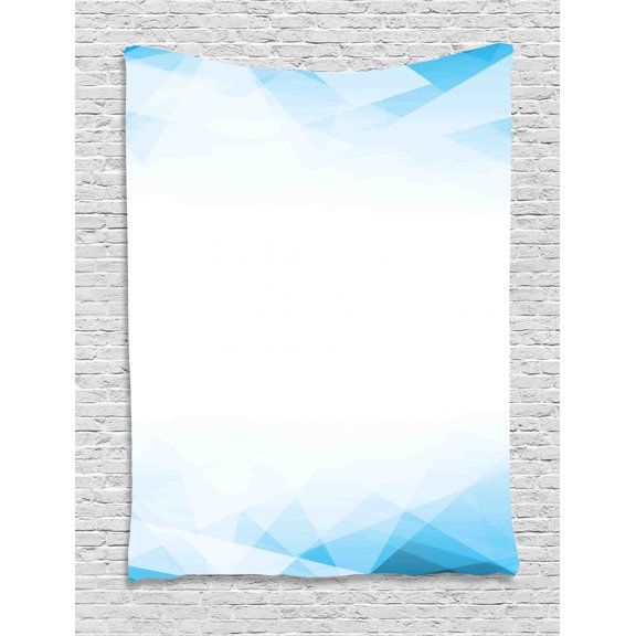 Blue Tapestry, Techno Geometric Blue Tones Futuristic Triangle Abstract Ombre Effect, Wall Hanging for Bedroom Living Room Dorm Decor, 60W X 80L Inches, Sky Blue Blue and White, by Ambesonne