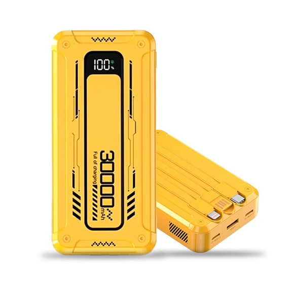 Power Bank Pila Batería Recargable Kimhi Carga Super Rapida 30,000mah Portatil Con 3 Cables 1 Puerto Usb 1 Puerto Tipo C Cargador Para Celular Tablet Banco De Energia Pantalla Led 1pz