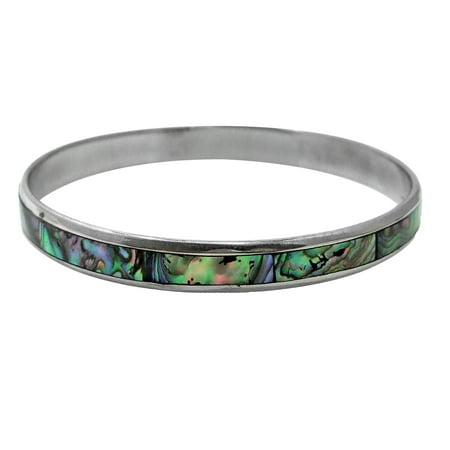 Abalone Shell Bracelet - Genuine Abalone Shell Warp Stainless Steel Link Bracelet