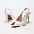 thumbnail image 3 of On feet & in love Women's Peep Toe Slingback Stilettos - D'Orsay Cutout Elastic Strap Stiletto Dress Pumps Heels,White,5.5, 3 of 7