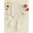 thumbnail image 4 of Wassery Toddler Boys Girls Christmas Outfit Clothes Toddler 6M 12M 18M 24M 3T Baby Fuzzy Letter Sweatshirt and Drawstring Pants Set 2PCS Fall Waffle Clothing for Newborn Boy Girl, 4 of 9