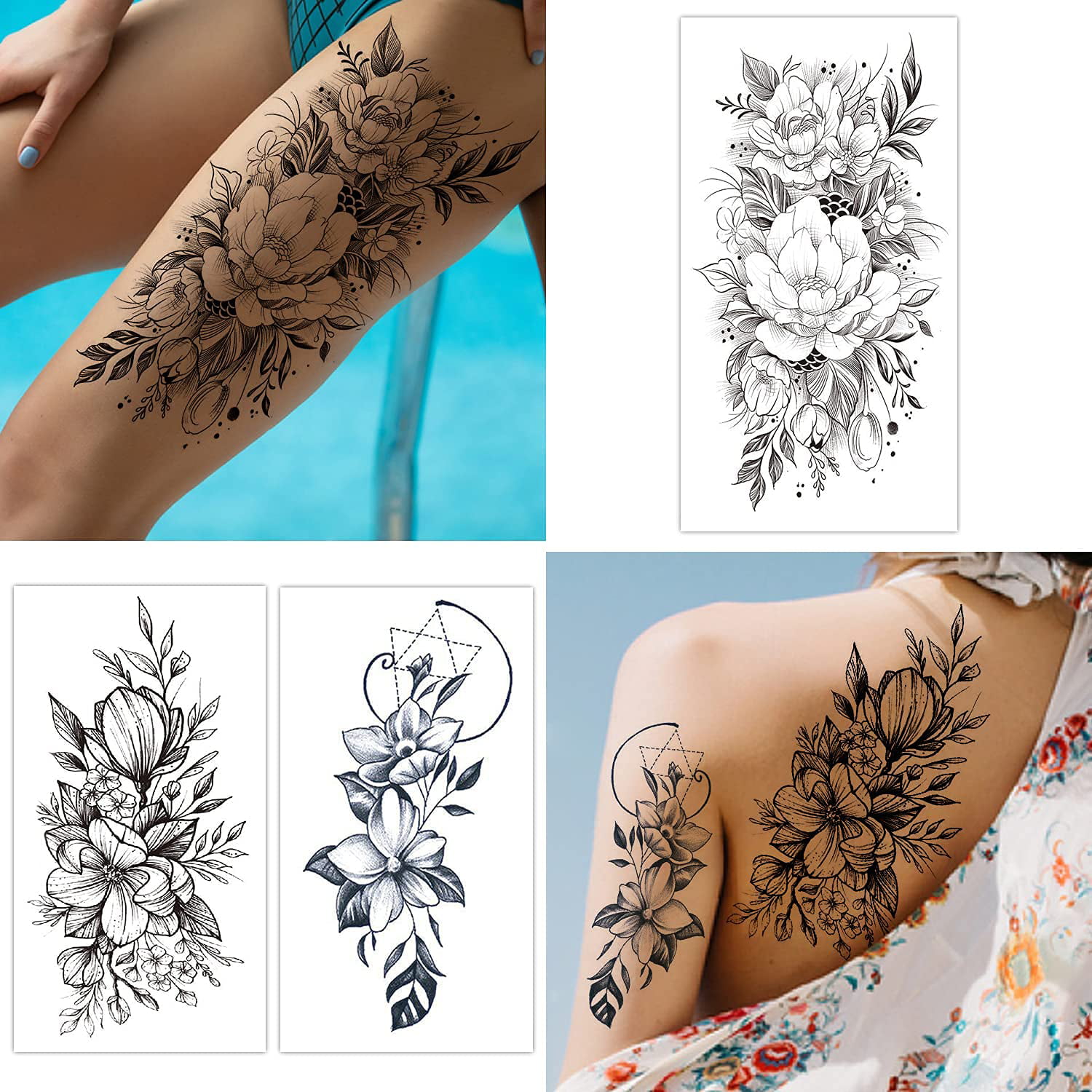 Buy XMASIR 20 Sheets Brown Red Tattoos Stickers Lace Colorful Tattoo Flash Fake  flower Tattoo Waterproof Temporary Tattoo Stickers for Women Girls Body Art  Online at desertcartINDIA