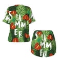 thumbnail image 5 of Lsque Palm Leaves And Tropical Flowers Women's Short-Sleeved Pajama Set - 2 Piece Soft and Lightweight Sleepwear Set-3X-Large, 5 of 9