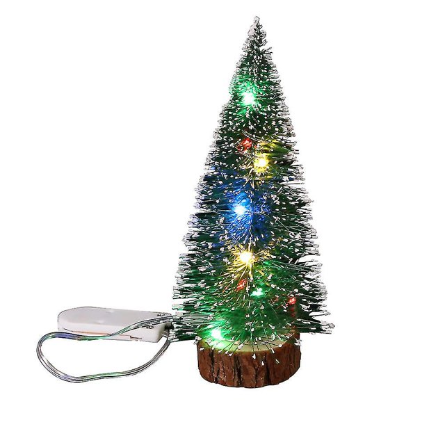 Árboles de Navidad de madera, decoración navideña de mesa, adornos de árboles de Navidad de pino de madera, nieve flocada
