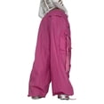 thumbnail image 2 of VISgogo - Pantalones informales para mujer, con varios bolsillos, sueltos, con cordón en la cintura, rectos, transpirables, cargo VISgogo  moda, 2 of 5