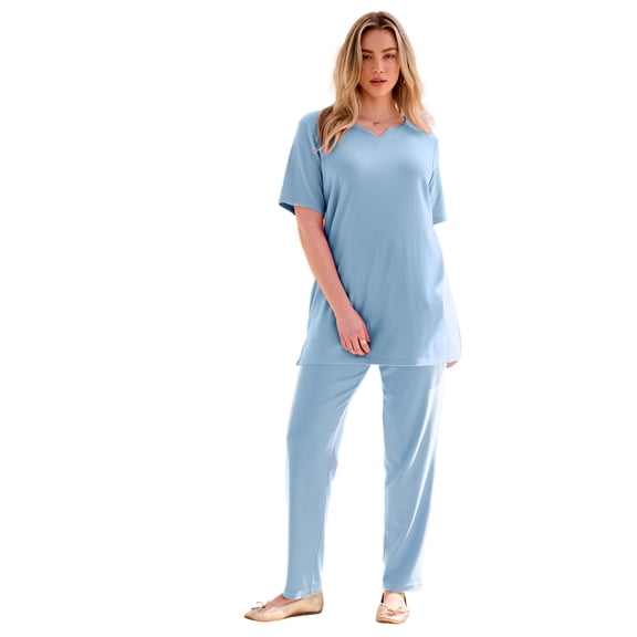Roaman's Women's Plus Size Soft Knit Tunic With Notch Neckline
