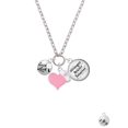 thumbnail image 2 of Delight Jewelry Silvertone Good Luck Disc with Cutout Four Leaf Clover - Light Pink Heart Nurse Strong Zoe Necklace, 2 of 4