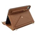 thumbnail image 3 of Handbag Case for iPad Pro 11" 2024, Flip Folio Stand Crossbody Wallet Case with S Pen Holder & Card Slots Pocket, Hand Strap & Shoulder Strap Protective Shockproof Case,Brown, 3 of 10