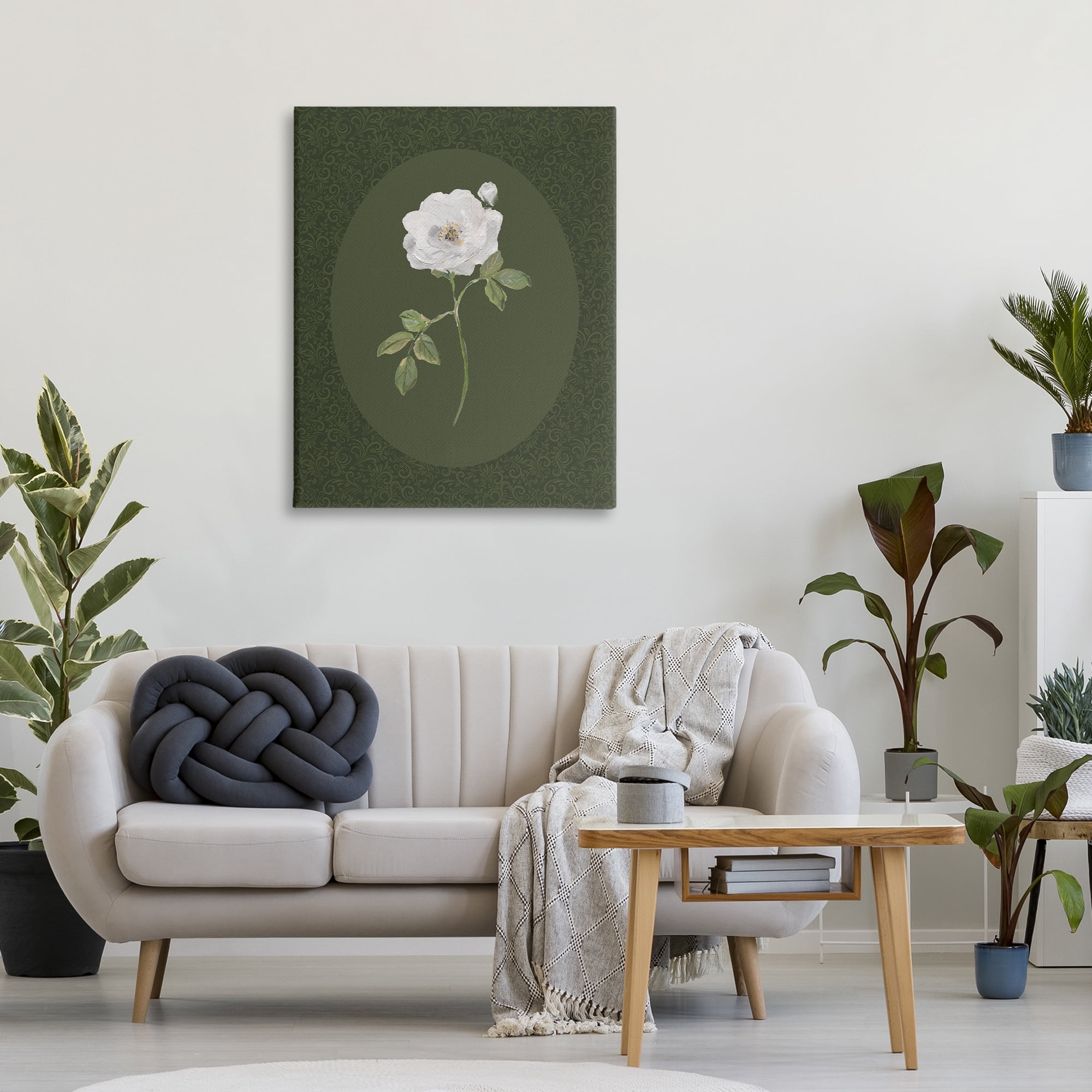 Stupell Industries Emerald & White Oval Rose Canvas Wall Art, design by Sally Swatland