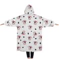 thumbnail image 2 of Oversized Wearable Blanket Hoodie,White Cow Black Spot Bow Pattern Sherpa Blanket Hoodie with Super Pockets,Super Warm Fuzzy Pullover for Women & Men, 2 of 6