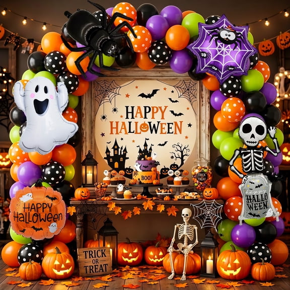 108 Pcs Halloween Balloons Arch Kit, Halloween Balloons for Halloween Party Decorations Supplies