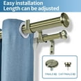 thumbnail image 2 of Urbanest Bouton Flat Button 1" 5/8" Double Drapery Curtain Window Rod Set - 48" to 84", Antique Brass, 2 of 6