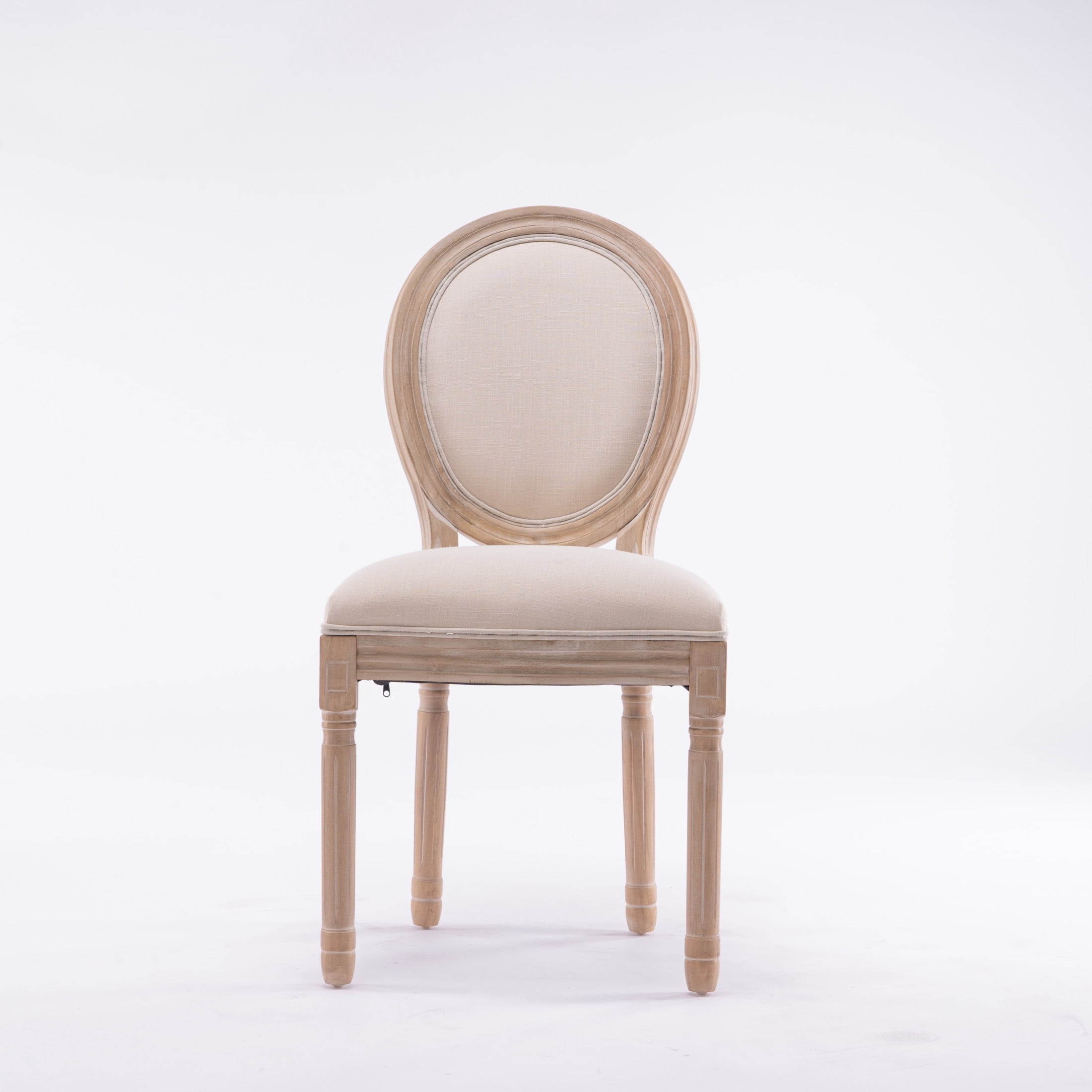 Noble House French Country Upholstered Dining Chair with Cushion Back and Solid Wood Base, Beige & Natural, Set of 2