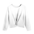 thumbnail image 4 of Long Sleeve Kids Shirts Girls Fashion Solid Color Tshirt Casual Crewneck Tshirt Tie Knot Front Shirt Blouse Tops, 4 of 12