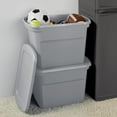 thumbnail image 5 of Sterilite 18 Gal Storage Tote, Stackable Bin with Lid, Plastic Container to Organize Clothes in Closet, Basement, Gray Base and Lid, 8-Pack, 5 of 8