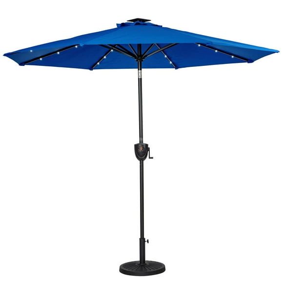 Parapluie solaire rond de 9 pi avec haut-parleur Bluetooth intégré Sun-Ray - Bleu royal
