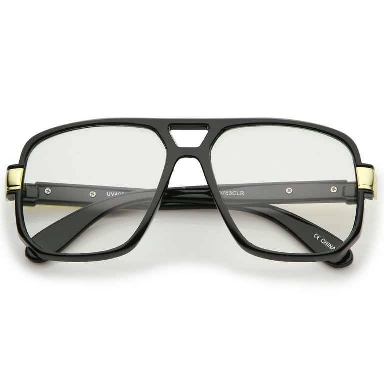 zerouv - classic flat top metal accented temples clear lens square