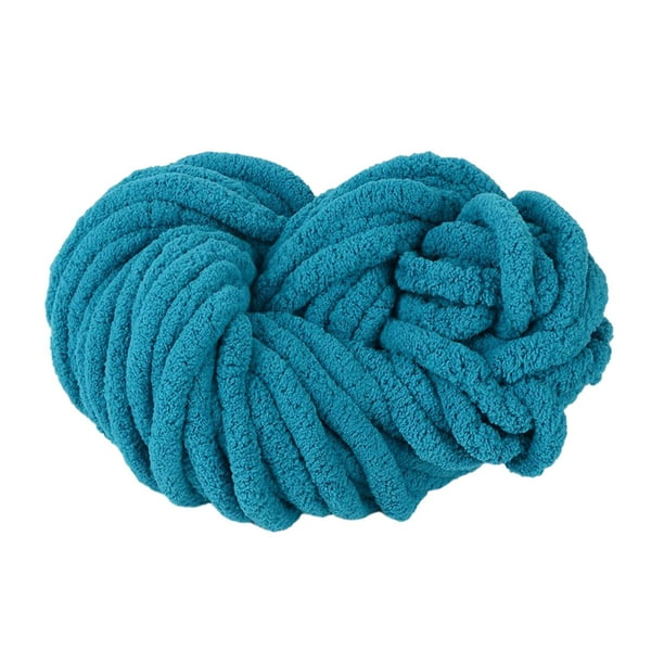 Hilo de chenilla grueso, lavable, calibre 7, hilo de felpa, fibras acrílicas, hilo voluminoso Azul