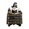 thumbnail image 2 of JHRGJIO Cute Ghost Reading Statue, Wooden Base Fall Figurine Bookshelf Accent, Halloween Decorations Indoor Outdoor Tabletop Home Decor Display Piece Spooky, 2 of 7