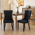 thumbnail image 4 of HomePerch Modern Tufted Velvet Dining Chairs Set of 2, High-End Upholstered Parsons Chairs with Nailhead Trim and Solid Wood Legs for Dining Room, Black and Patterned, 4 of 8