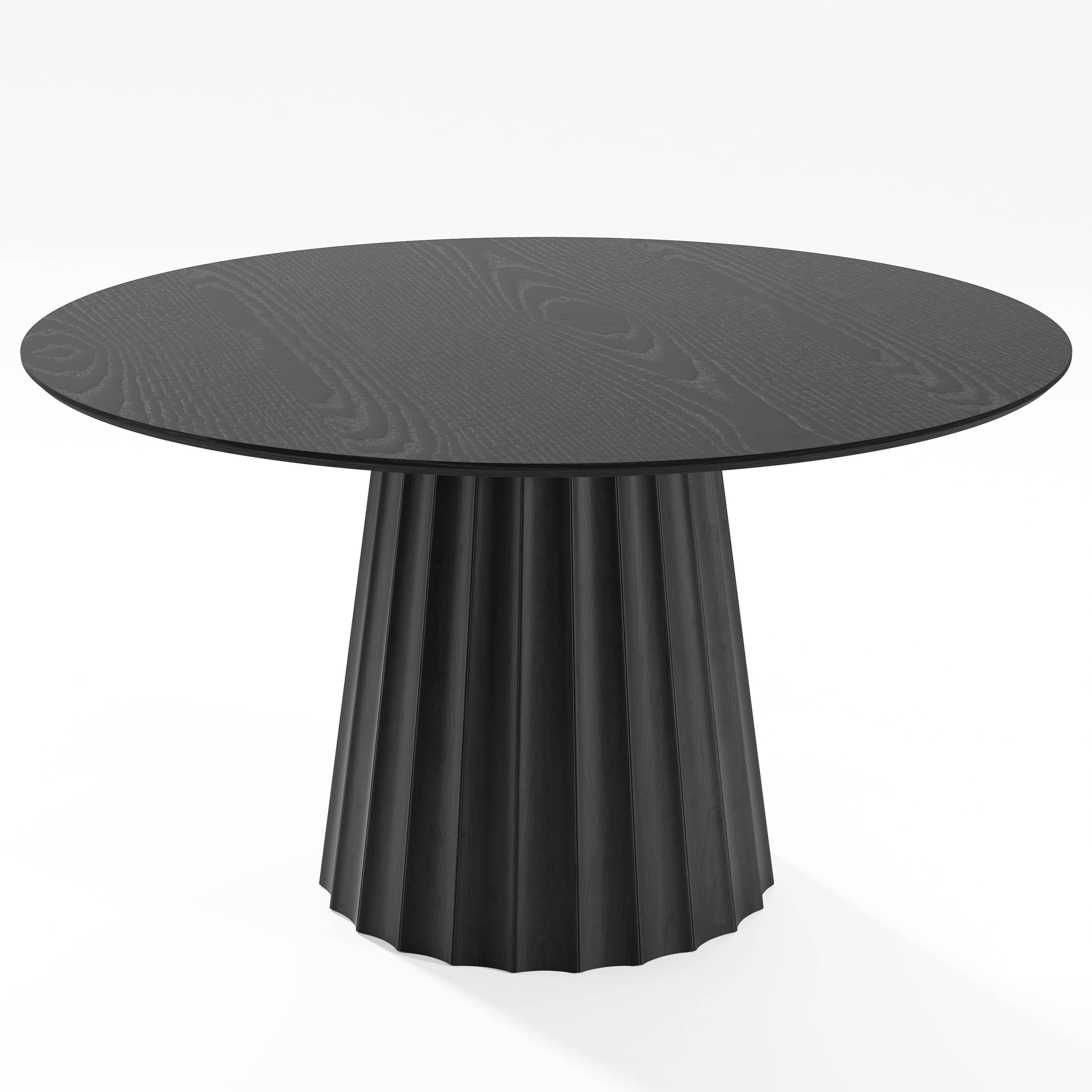 MAYEERTY 52" Wooden Round Rustic Dining Table for Dining Room Kitchen, Black