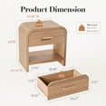 thumbnail image 5 of Vintagearth Nightstand Set of 2, 24" Tall Modern Curved Bedside Table, FSC-Certified Wood End Table, 2 Drawer Storage, Oak, 5 of 10