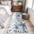 thumbnail image 5 of Ocean Washable Runner Rugs 2'x6', Blue Beige Starfish Shells Plant Leaves Flowers Gradient Low Pile Throw Entryway Rug Non-Slip Sturdy Edge Binding Carpet for Indoor Bedside Entrance Bedside, 5 of 9