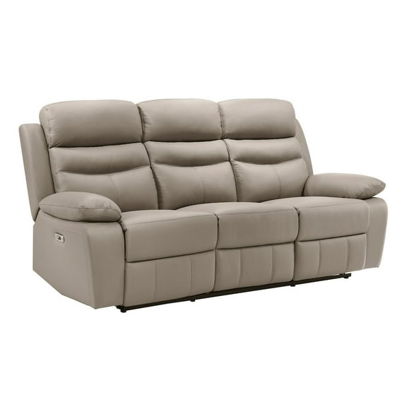 Lexicon Hancock Leather Power Double Reclining Sofa in Latte