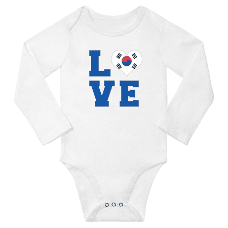 

Love Korea Heart Flag Baby Long Slevve Rompers Clothes Outfits (White 6-12 Months)