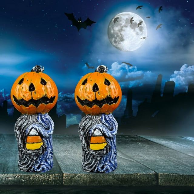 2 Pcs Décoration de Jardin Miniature Créative Tête de Citrouille Halloween