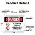 thumbnail image 2 of (2 Pack) Flammable Liquids No Smoking Or Open Flames OSHA Danger Sign 18 Inch X 12 Inch Plastic Sign, Weather Resistant, UV Protected for Workplace, Business, and Construction Site,, 2 of 8